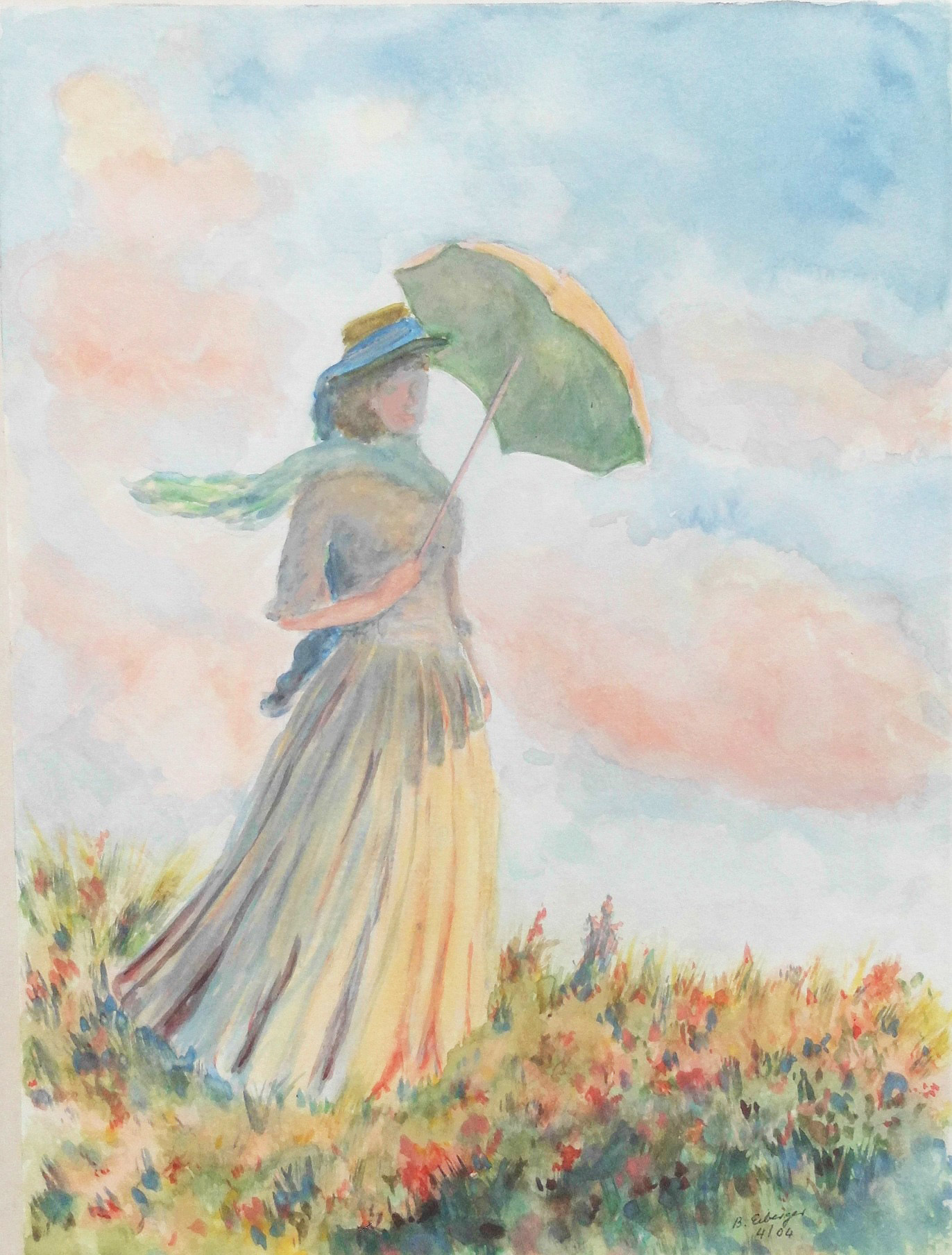 Dame Mit Schirm, (nach Monet)